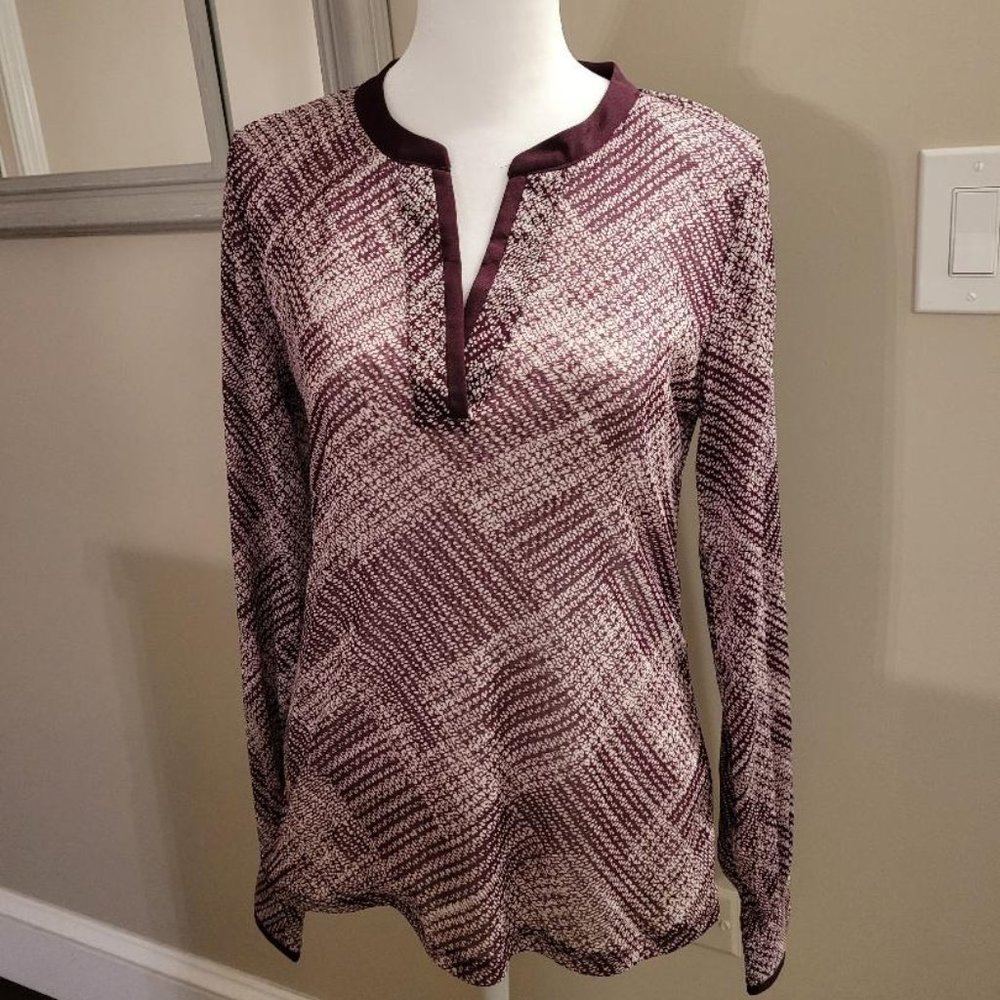 The Limited Burgundy & White Mesh Top